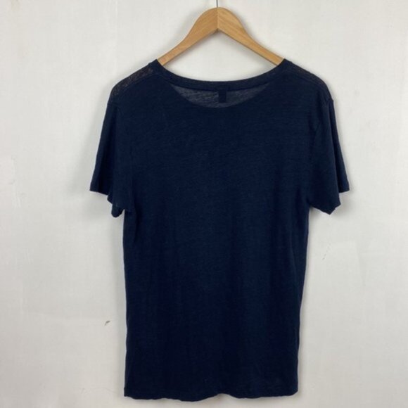 J.Crew M Amazing Tee T-shirt 100% Linen Navy & White Graphic Letters - Picture 13 of 13